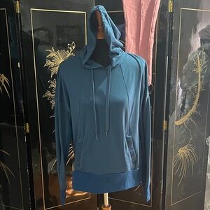 Adrienne Vittadini Blue Hoodie Sweatshirt